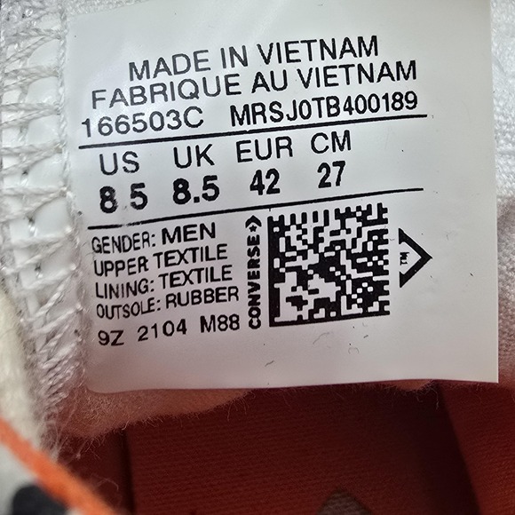 Converse Not A Chuck Shoes Mens Size 8.5 Beige Canvas High Top Sneaker 166503C - Picture 7 of 9